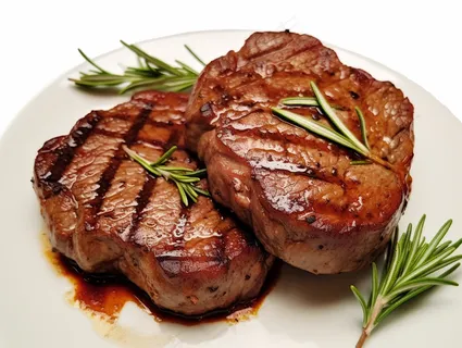 牛排铁板装盘美食摄影图