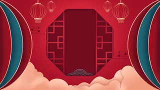 红色喜庆2022虎年春节新年元宵节海报背景展板模板设计素材图