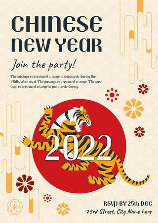 2022虎年新年春节元旦促销标签网页登录页BANNER海报AI矢量素材