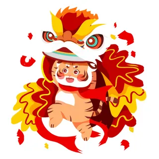 2022虎年吉祥物卡通公仔小老虎形象设计福字元素手绘插画psd素材 2022虎年吉祥物卡通公仔小老虎形象设计福字元素手绘插画psd素材