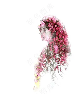 唯美花朵女性剪影高清图片 唯美花朵女性剪影高清图片