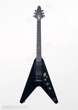 乐器吉他-三角形黑色电吉他特写
