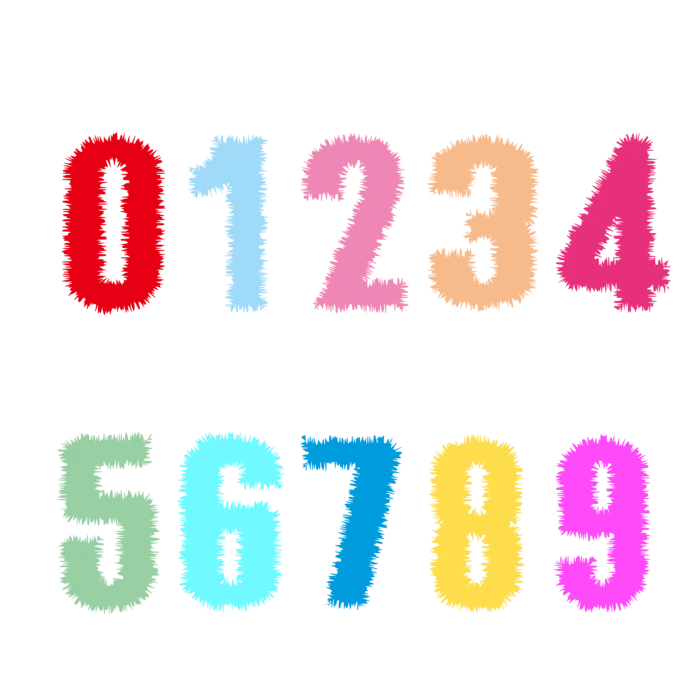 数字0-9 粗糙字  免抠