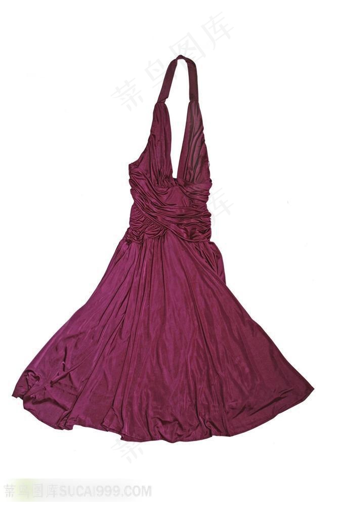 紫红色吊带裙素材