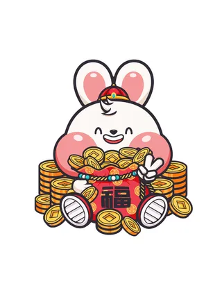 福袋兔子 福袋兔 财源滚滚兔子 兔子 兔年兔子