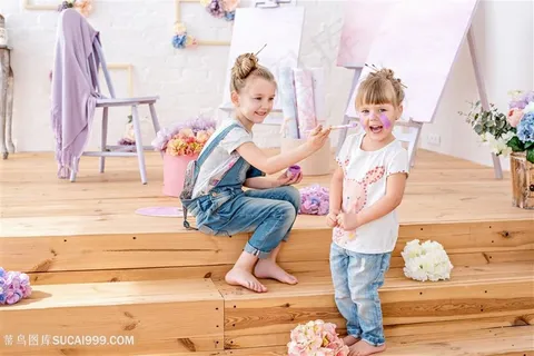 可爱的双胞胎女孩写真