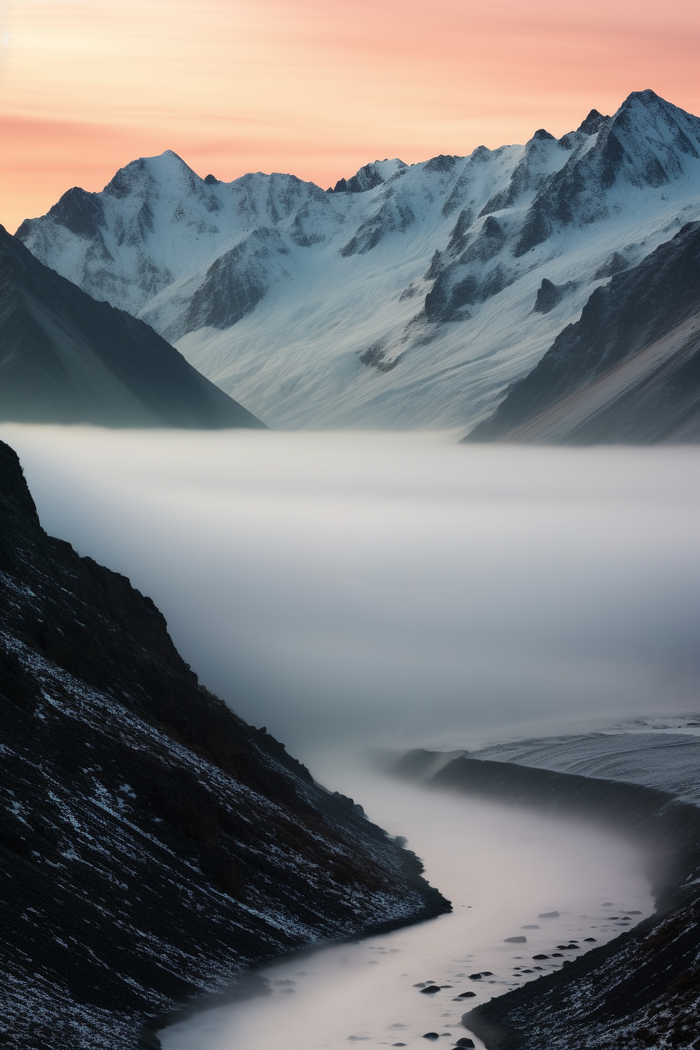 高原雪山云层风景摄影图