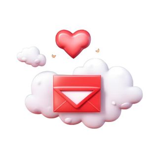爱心白云信封情人节免抠