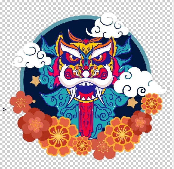 设计祝贺新年舞狮背景psd模版下载