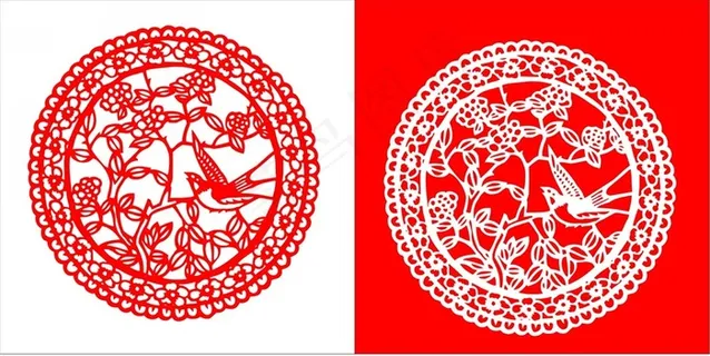 剪纸花鸟画素材图片