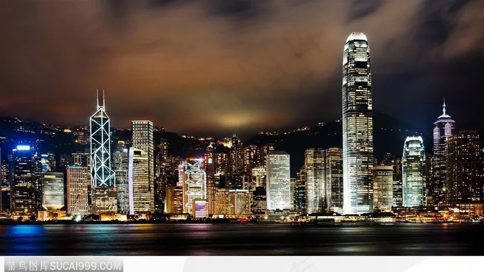 香港城市夜景灯光图片