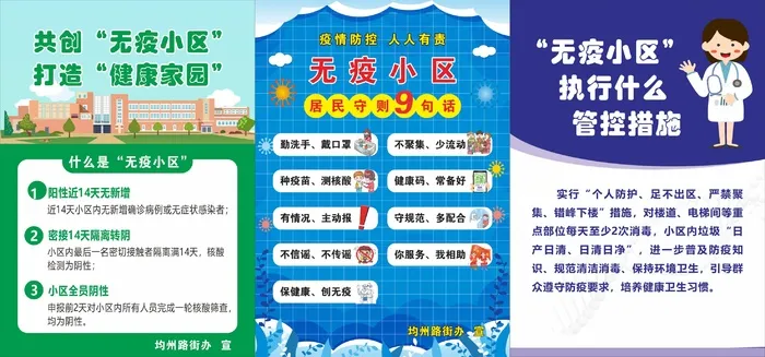 无疫小区  防疫海报cdr矢量模版下载