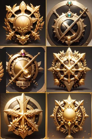 金色徽章游戏图标效果图素材集合