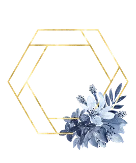 海军蓝金线水彩花卉素材