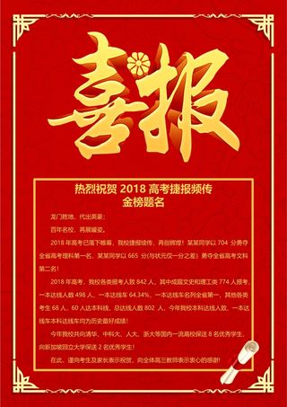 喜报战报海报贺喜金榜题名