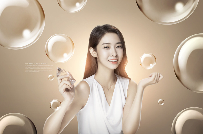 电商广告美妆美女棕色背景