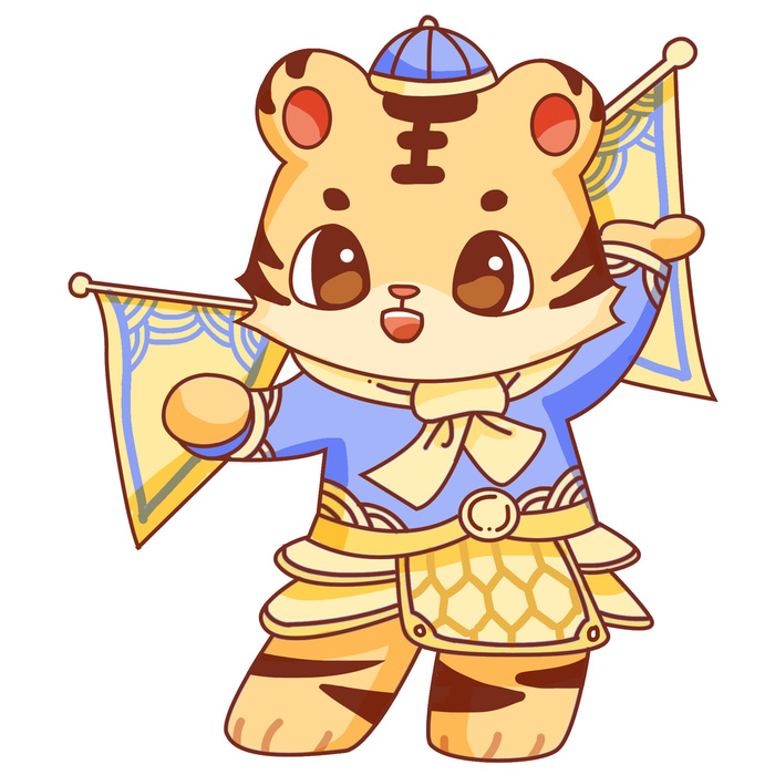 手绘2022虎年新年春节卡通老虎形象IP插画元素PSD设计素材图案psd模版下载