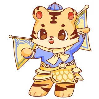 手绘2022虎年新年春节卡通老虎形象IP插画元素PSD设计素材图案