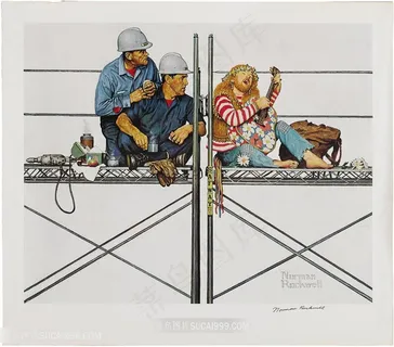 诺曼 · 洛克威尔手绘工人艺术画