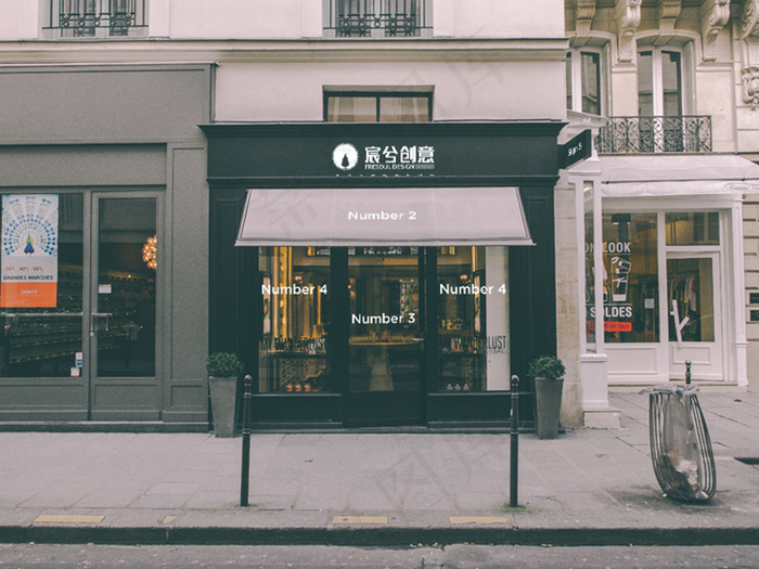 高端店面门头智能贴图样机psd模版下载