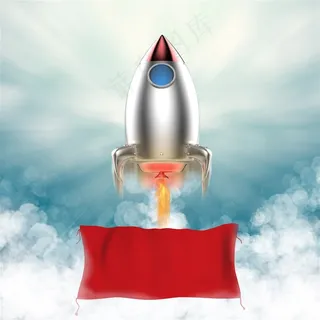 喷火升空的火箭素材高清图片