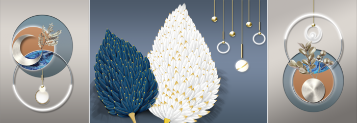 抽象羽毛三联装饰画