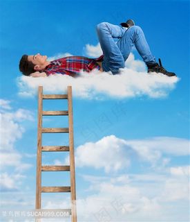 在空中躺着的年轻人高清图片