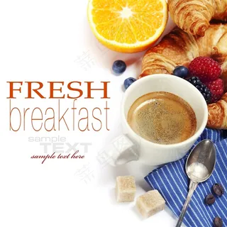 一杯咖啡与水果面包等摄影高清图片 一杯咖啡与水果面包等摄影高清图片