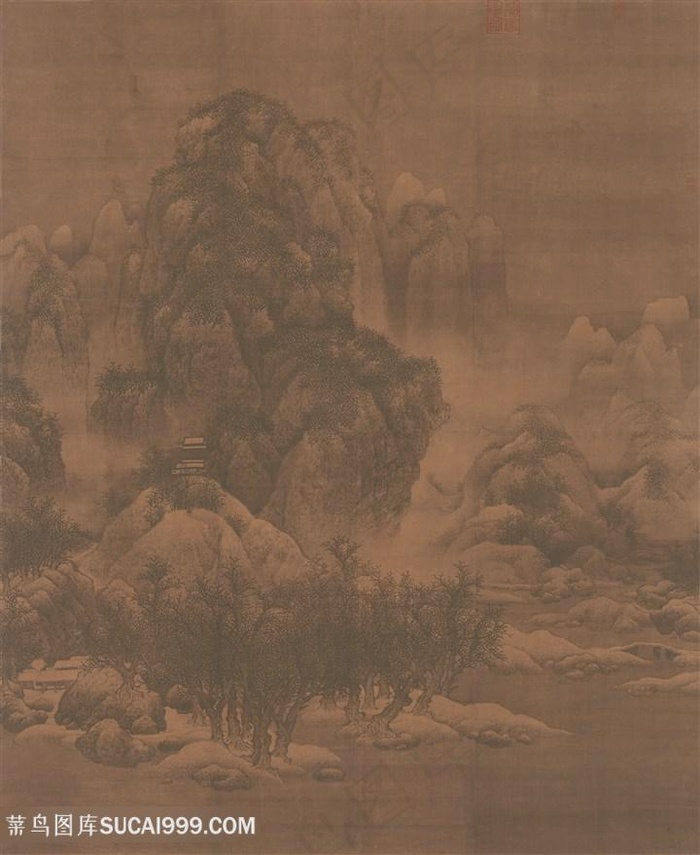 北宋画家范宽作品雪景寒林图国画图片