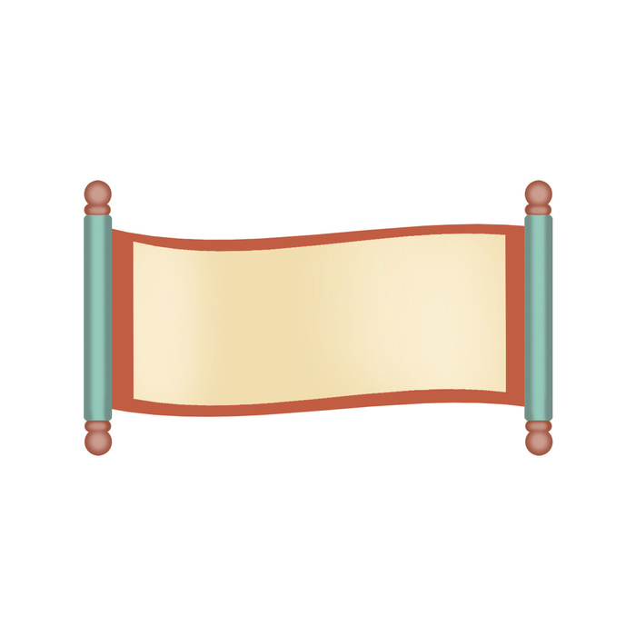 复古中国风卷轴元素手绘画轴文本标题框PSDAI素材模板png免扣图