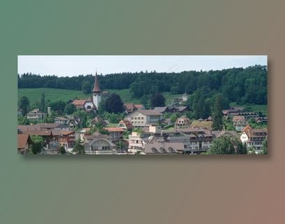 山坡树林下的城镇