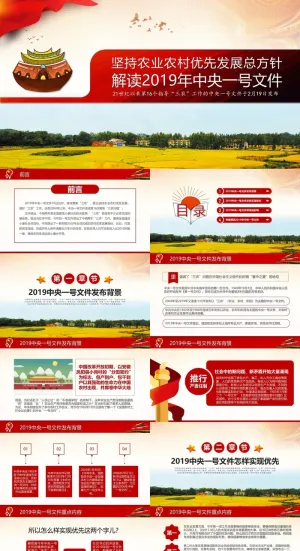 学习解读2019*一号文件PPT模板预览图