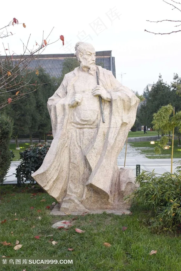 唐代诗人陆游雕塑摄影素材