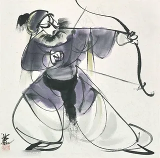 林风眠手绘射箭勇士装饰画