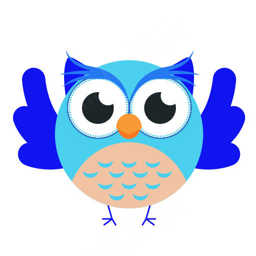 鸟元素_蓝色设计卡通猫头鹰