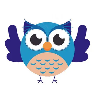 鸟元素_蓝色设计卡通猫头鹰