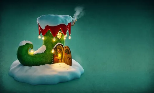 绿色圣诞树造型的鞋子节日背景高清图 绿色圣诞树造型的鞋子节日背景高清图