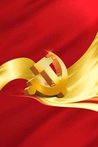 党徽金色飘带红色背景