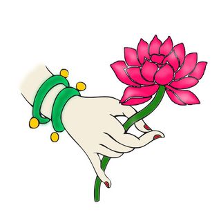 禅意佛手拈花指莲花佛珠敦煌文化线描稿国潮风元素设计模板素材