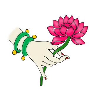 禅意佛手拈花指莲花佛珠敦煌文化线描稿国潮风元素设计模板素材