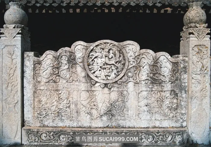 浮雕石刻古建筑图片素材
