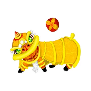 新年春节虎年元宵手绘人物舞狮卡通狮子头插画元素PSD设计素材 新年春节虎年元宵手绘人物舞狮卡通狮子头插画元素PSD设计素材