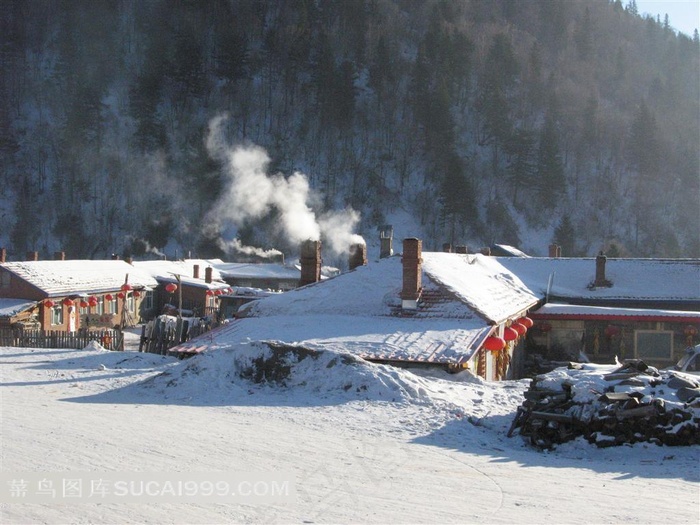 乡村冬雪风景图片