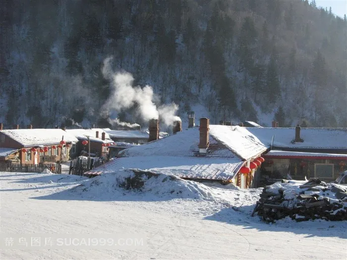 乡村冬雪风景图片