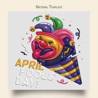 简约3D立体膨胀效果愚人节插画元素