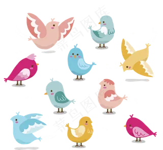 矢量卡通小鸟鸟元素