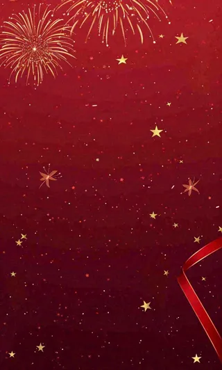 红色喜庆烟花丝带，圣诞新年节日背景