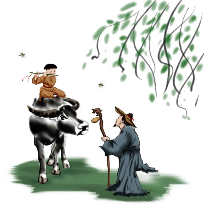 清明清明节牧童和老人psd模版下载