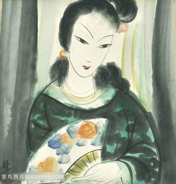林风眠手绘唯美女性装饰画
