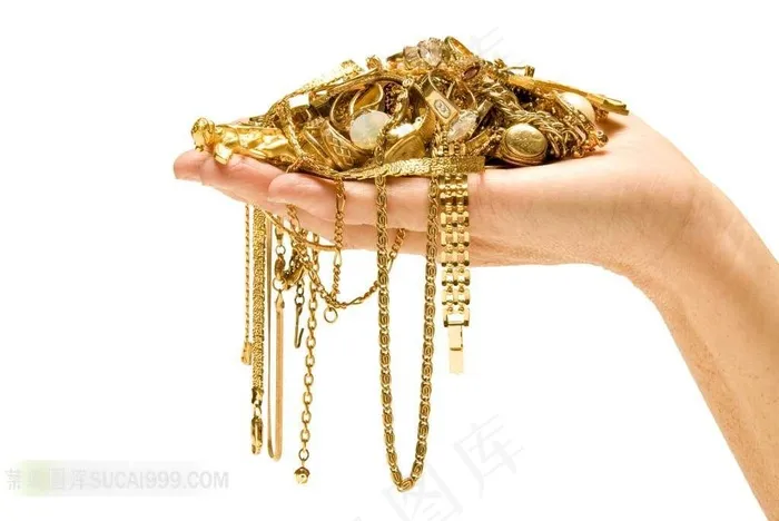 金饰系列 - 捧着一堆金饰的手
